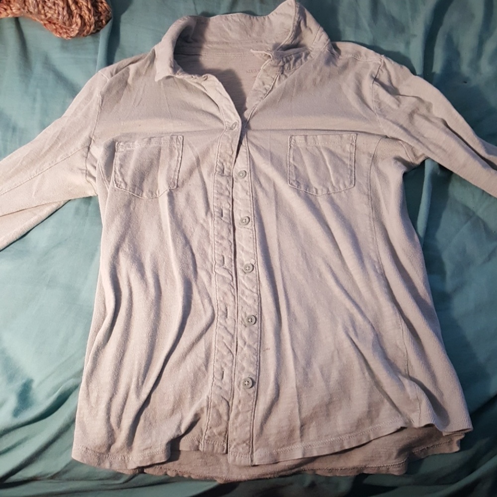 womens light blue button down